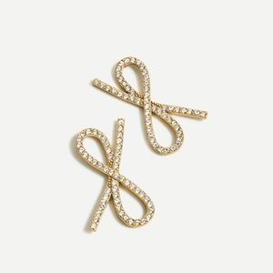 NWT preppy luxury minimalist J. Crew Sparkle bow earrings